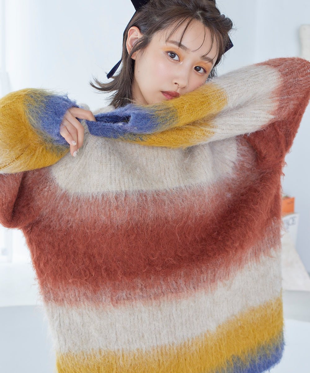 WOMEN】高橋愛×AMERICAN RAG CIE シャギーグラデーションニットプルオーバー