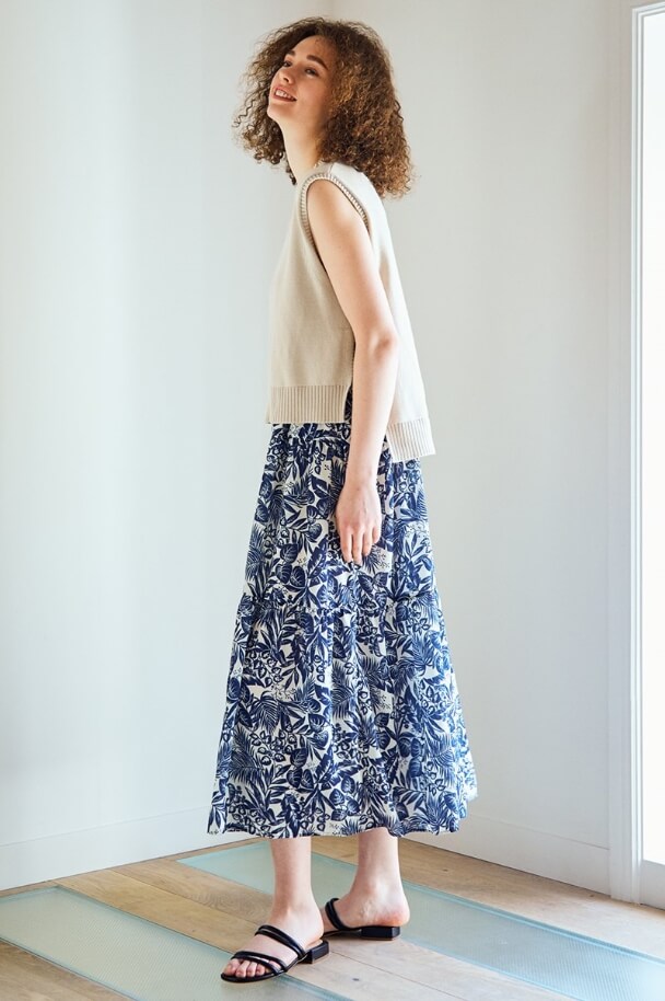 ニットベスト+ティアード ワンピセット