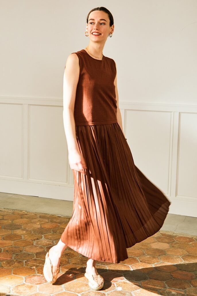 ニットベスト+キャミ ワンピセット