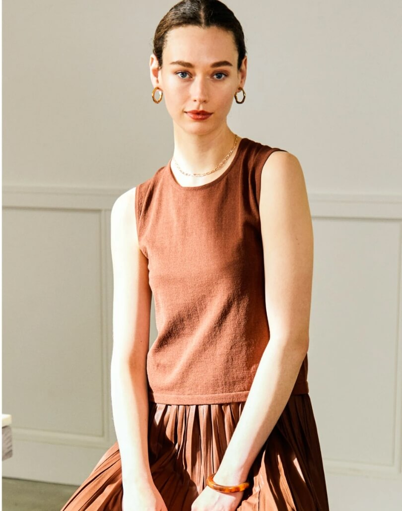 ニットベスト+キャミ ワンピセット