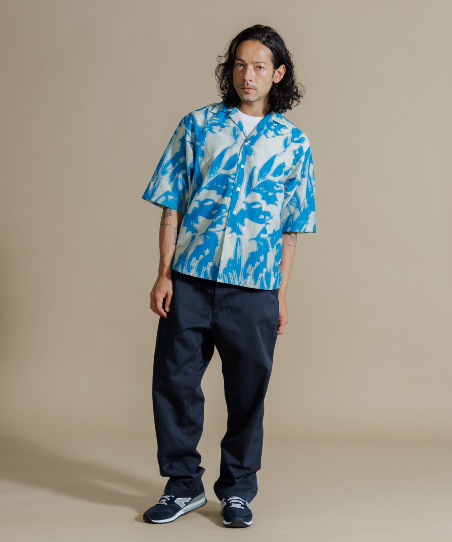 り*う様 シルクシャツ MEN , WOMEN】LEIN コットンシルクリーフプリントシャツ
