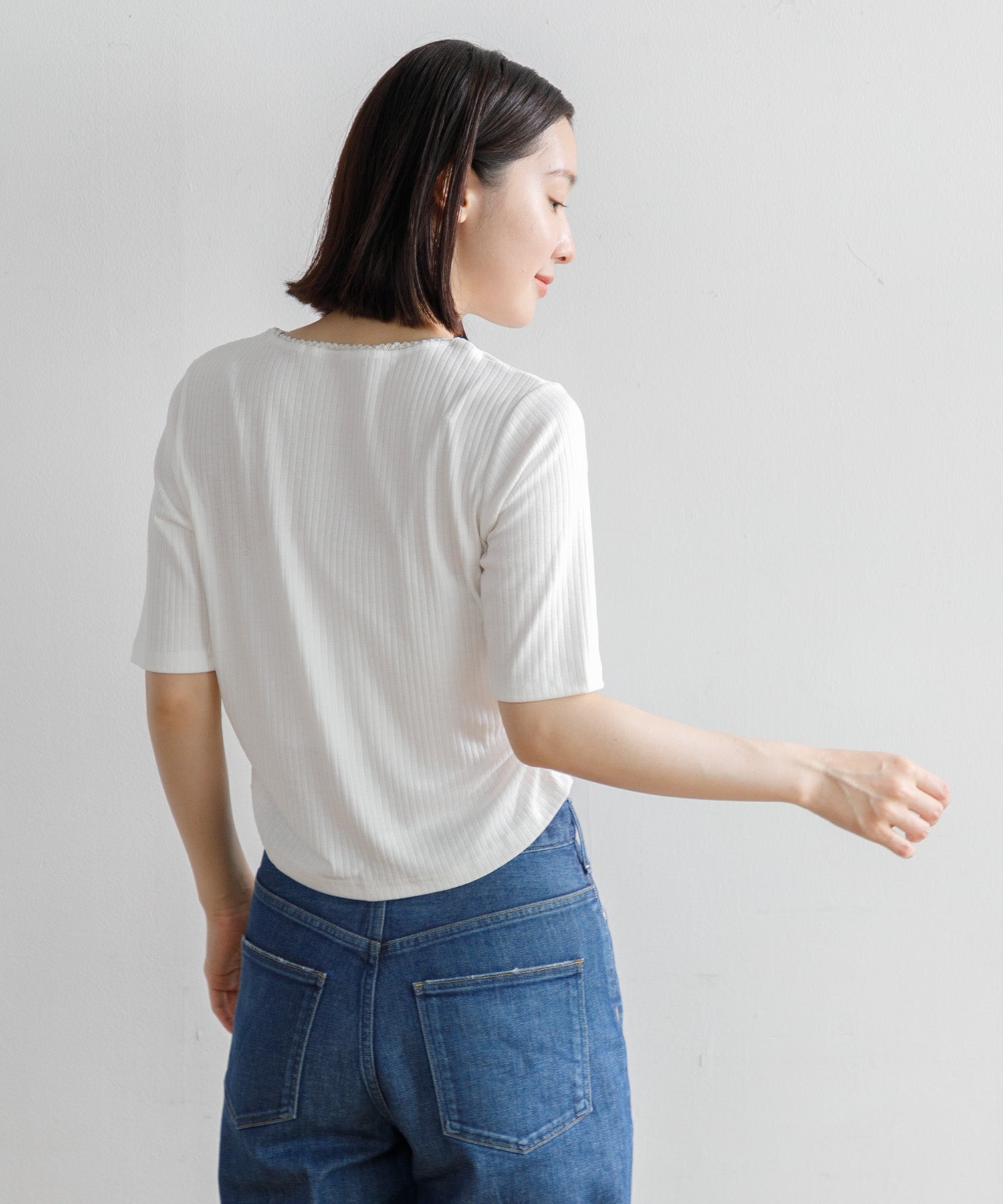 tシャツ 「ARC」ピコレース5分袖トップス レディース WOMEN】ARC ピコレース5分袖トップス – AMERICAN RAG CIE