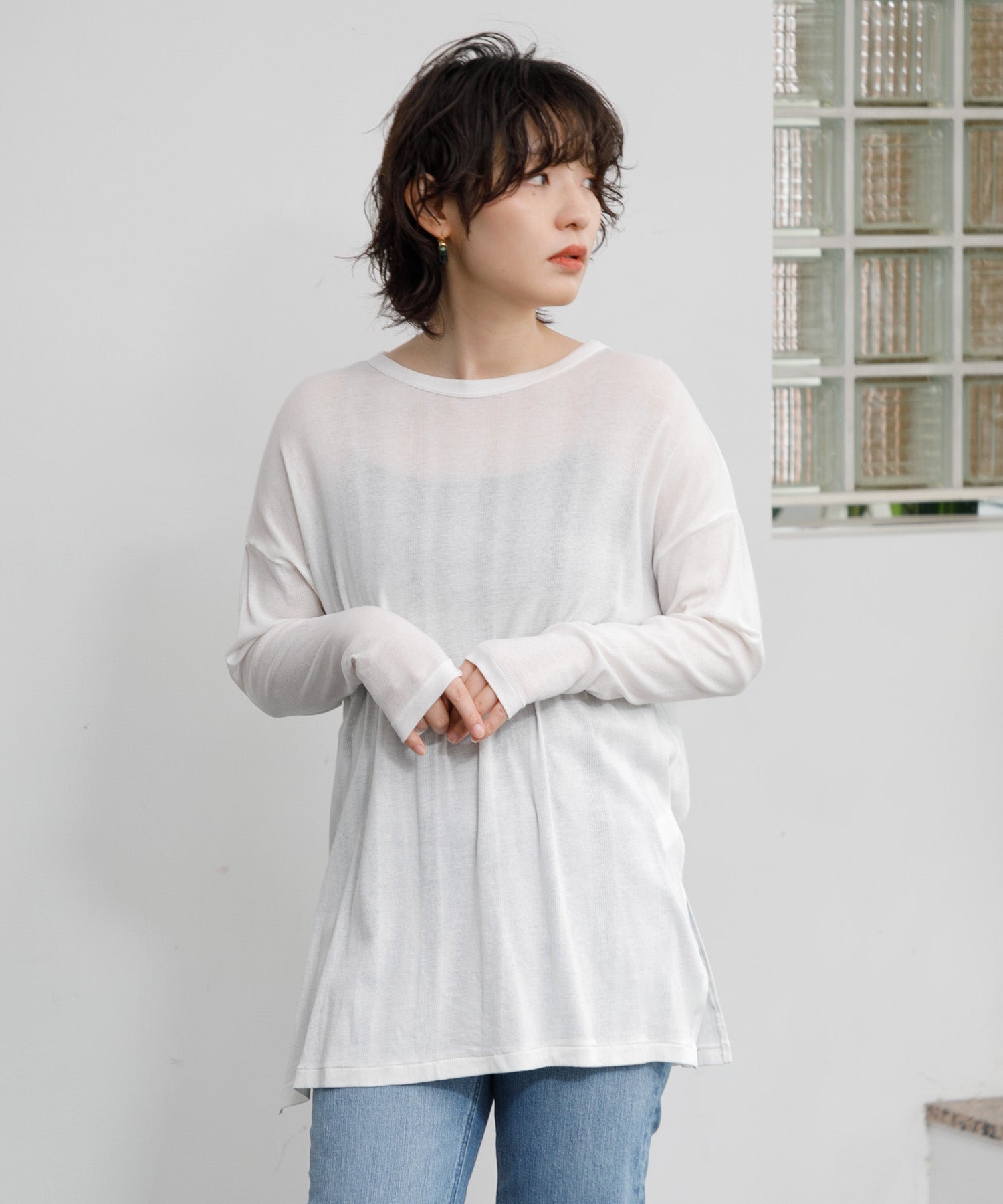 WOMEN】Robert P'miller Light Prib Crew L/S tee – AMERICAN