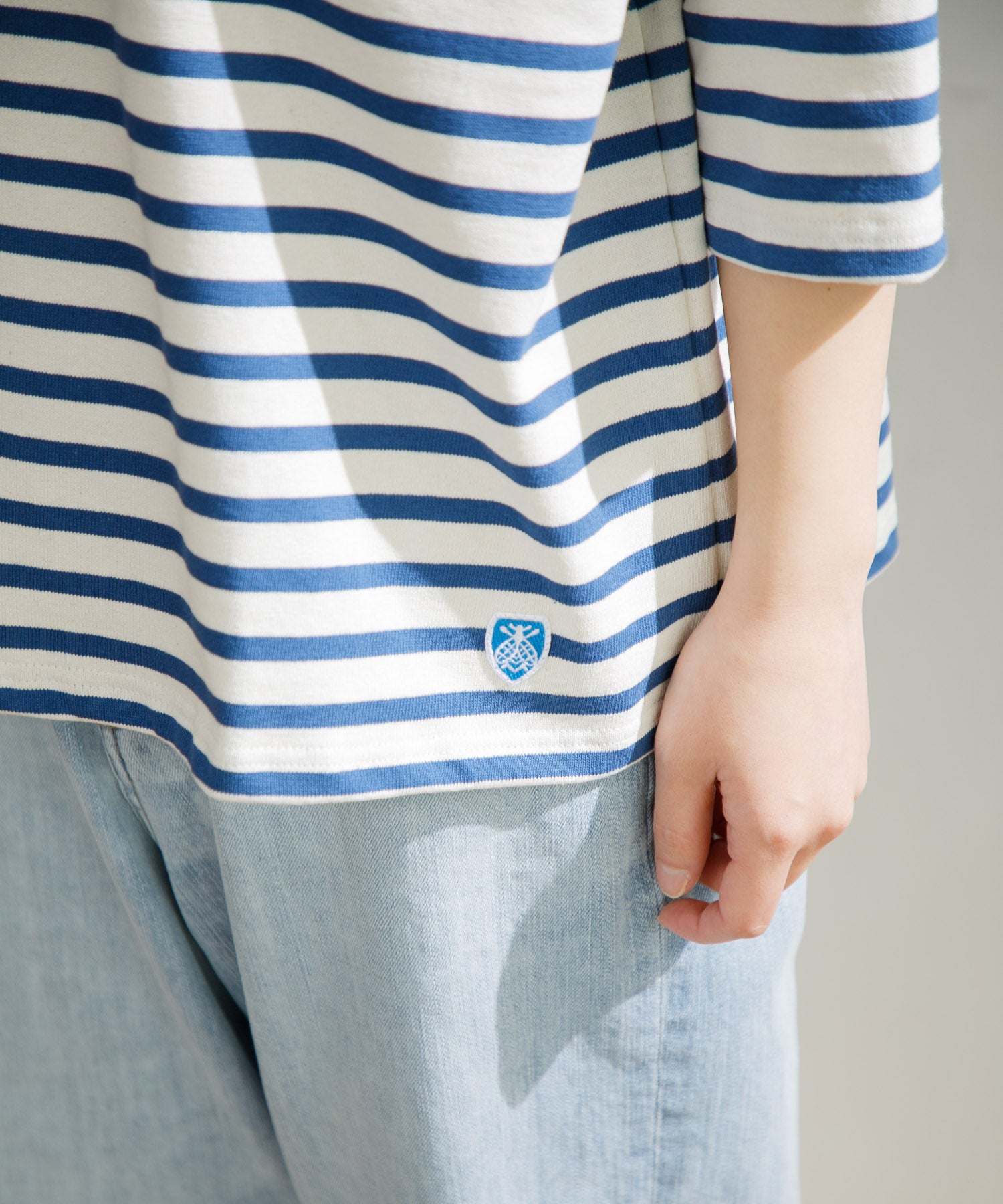 新品タグ付き　Orcival ブラウン/ホワイトストライプ 長袖 サイズ1 WOMEN】ORCIVAL CREW NECK HALF SLEEVE PULLOVER – AMERICAN RAG CIE