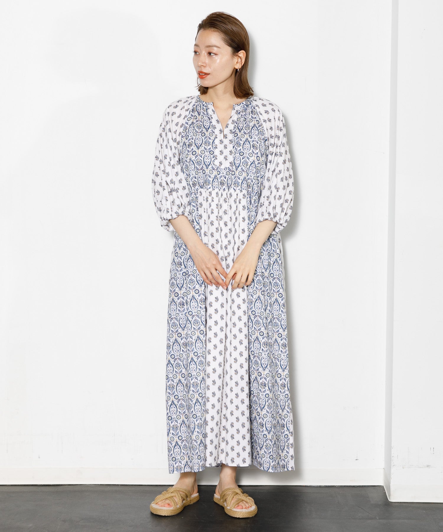 WOMEN】フラワー＆タイルコンビプリントワンピース – AMERICAN