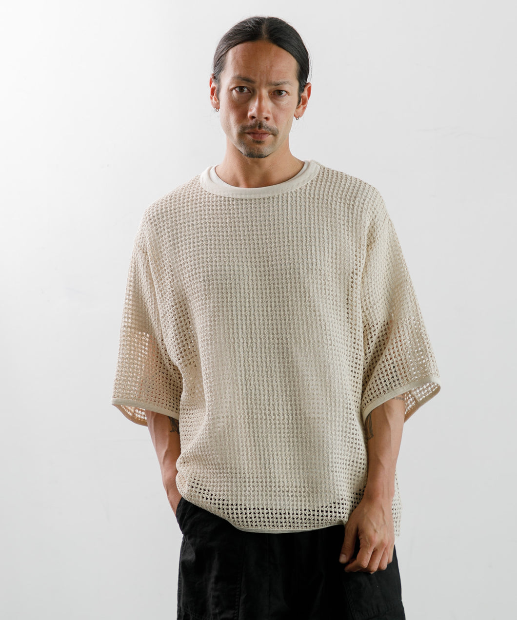 【MEN】ARMY TWILL COTTON MESH TEE