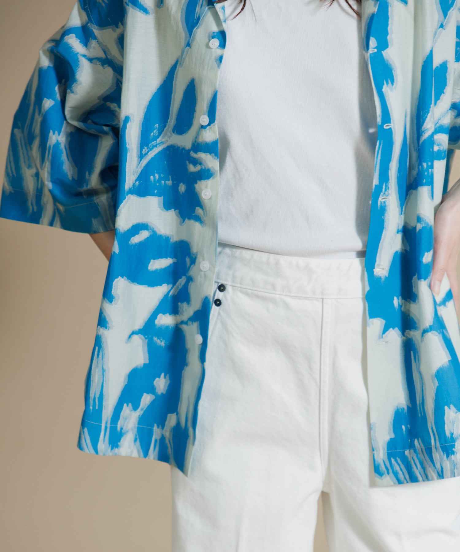 ブラウス シャツ 「MEN ， WOMEN」LEIN コットンシルクリーフプリントシャツ レディース メンズ AMERICAN RAG CIE｜【MEN , WOMEN】LEIN コットンシルクリーフ