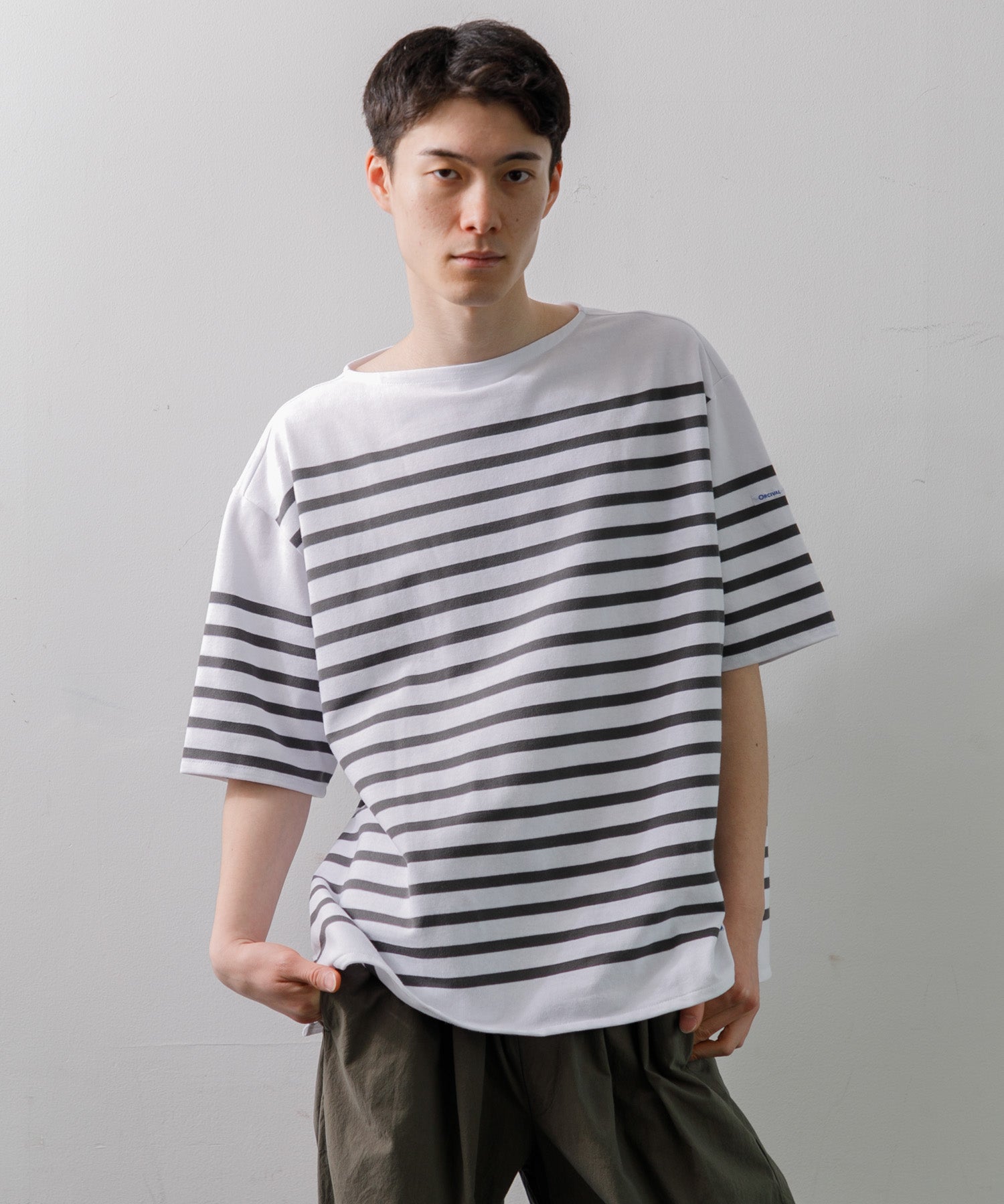 MEN】ORCIVAL Men's Rachel Wide Half Sleeve Basque Shirt