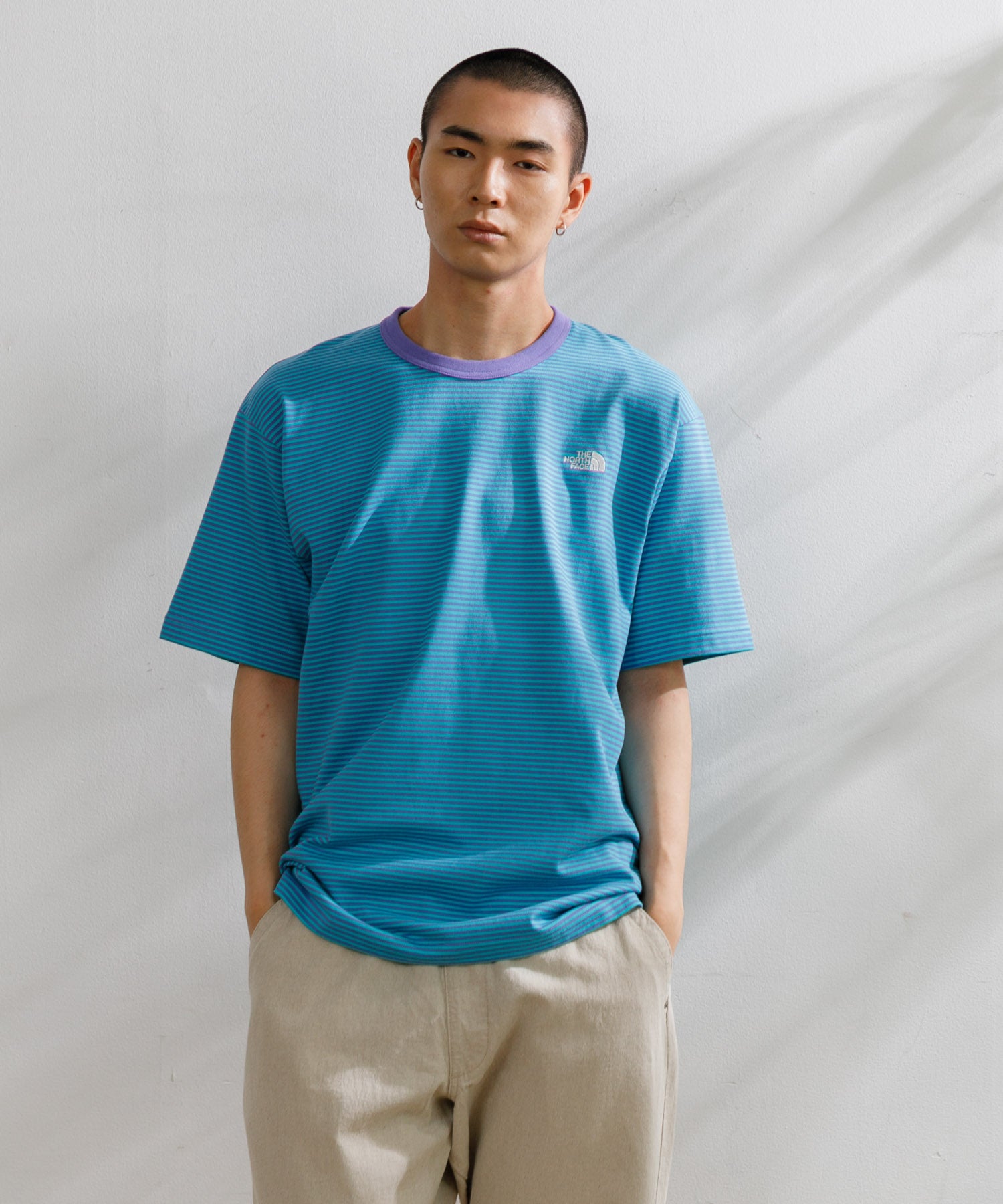 ブリーフィング　ボーダーノースリーブSサイズ MEN】THE NORTH FACE ショートスリーブマルチボーダーティー