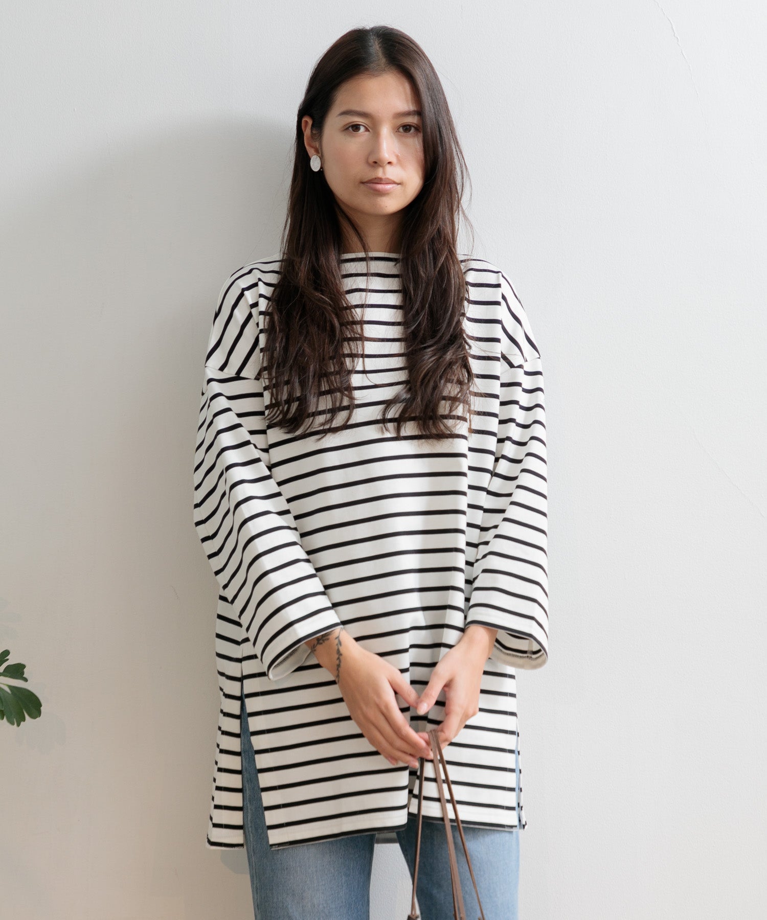 ローベリイテアンドシーオー アパルトモン取扱 Wide Stripe Shirt シャツ ロング チュニック 38 グレー 白 /MI ■OS レディース WOMEN】ORCIVAL WIDE BOAT NECK PULLOVER – AMERICAN RAG CIE