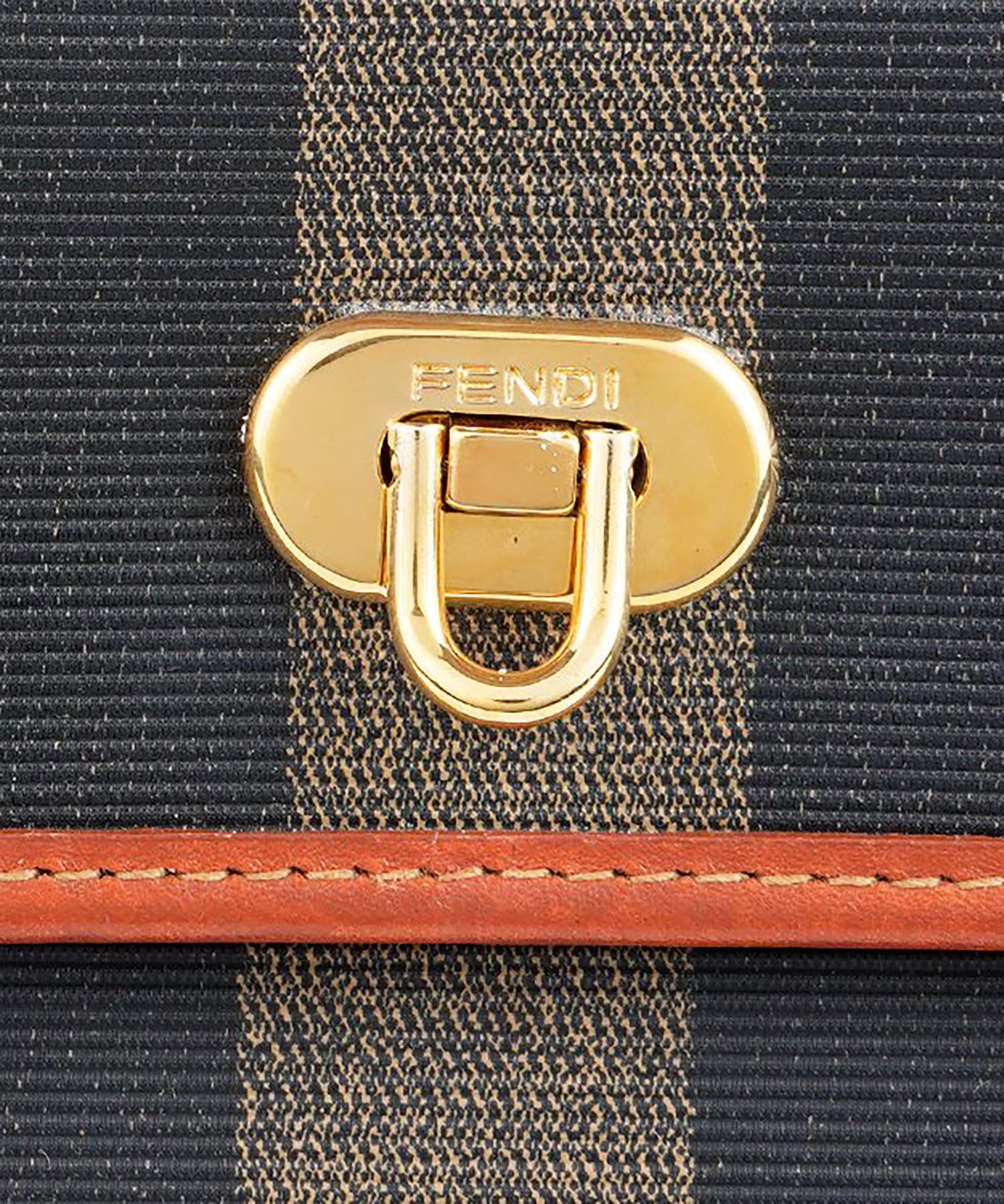WOMEN】FENDI ペカン柄トップハンドルバッグ カーキ×ブラウン