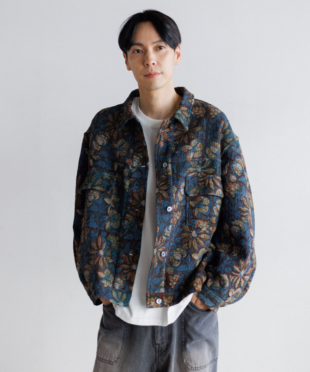 【MEN , WOMEN】LEIN KanthaブロックプリントCPOジャケット