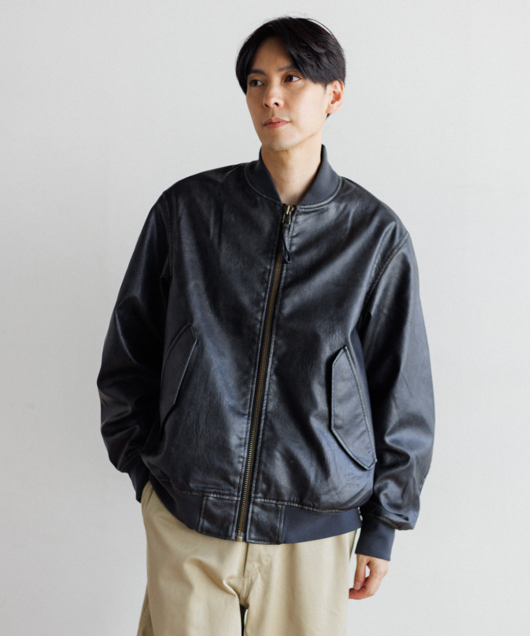 【MEN】ARMY TWILL Vegan Leather Blouson