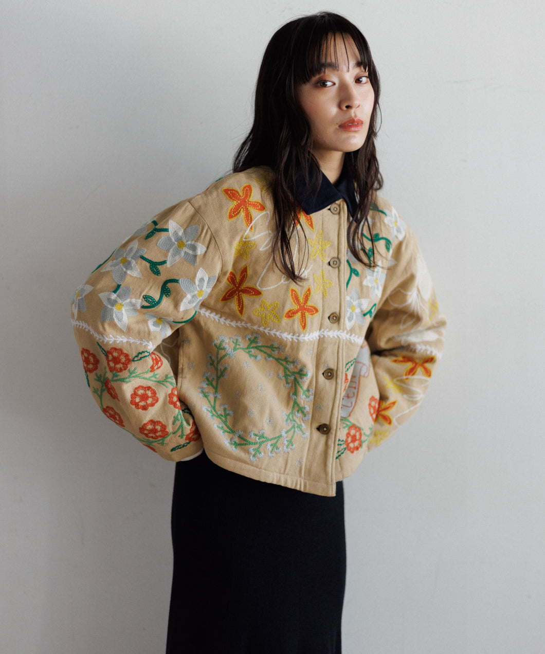 【MEN , WOMEN】LEIN ボアライナーパッチワーク刺繍ジャケット