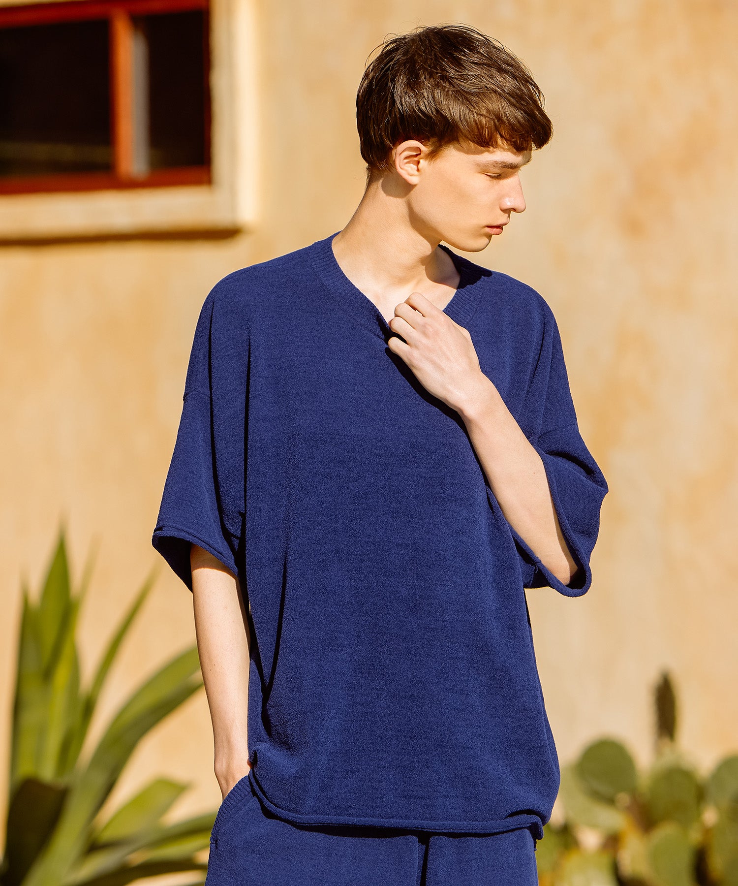 AMERICAN RAG CIE【未使用】 Vネック チュニック ネイビー　F AMERICAN RAG CIE【未使用】 Vネック チュニック ネイビー F